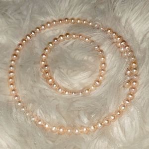 Simulated Pearl Choker and Bracelet